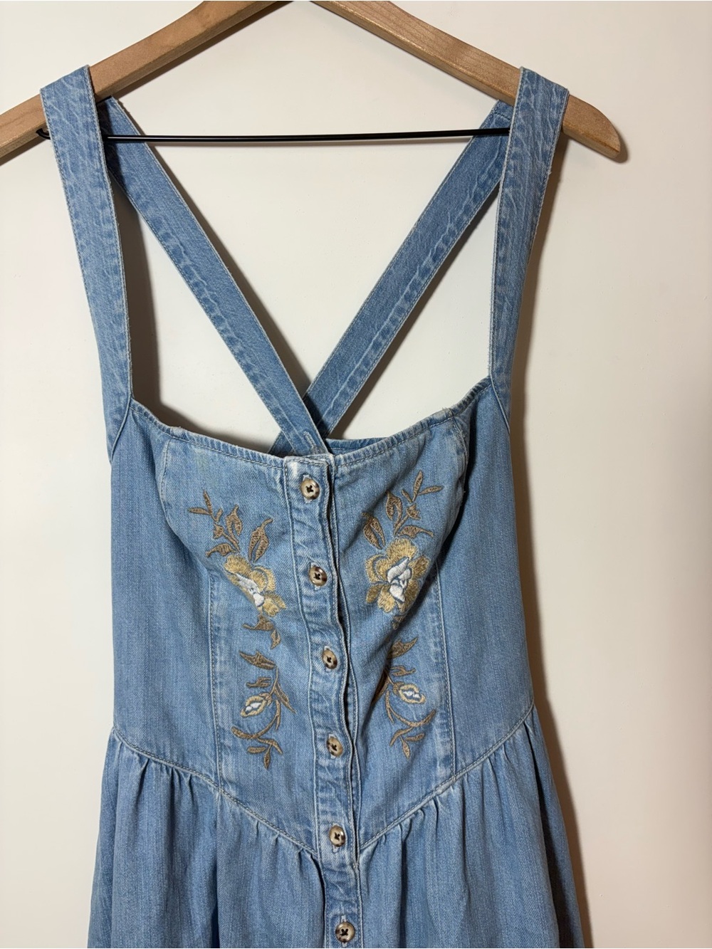 Reformation Diana Embroidered Floral Denim Midi Dress Sz 4 - Picture 2 of 9
